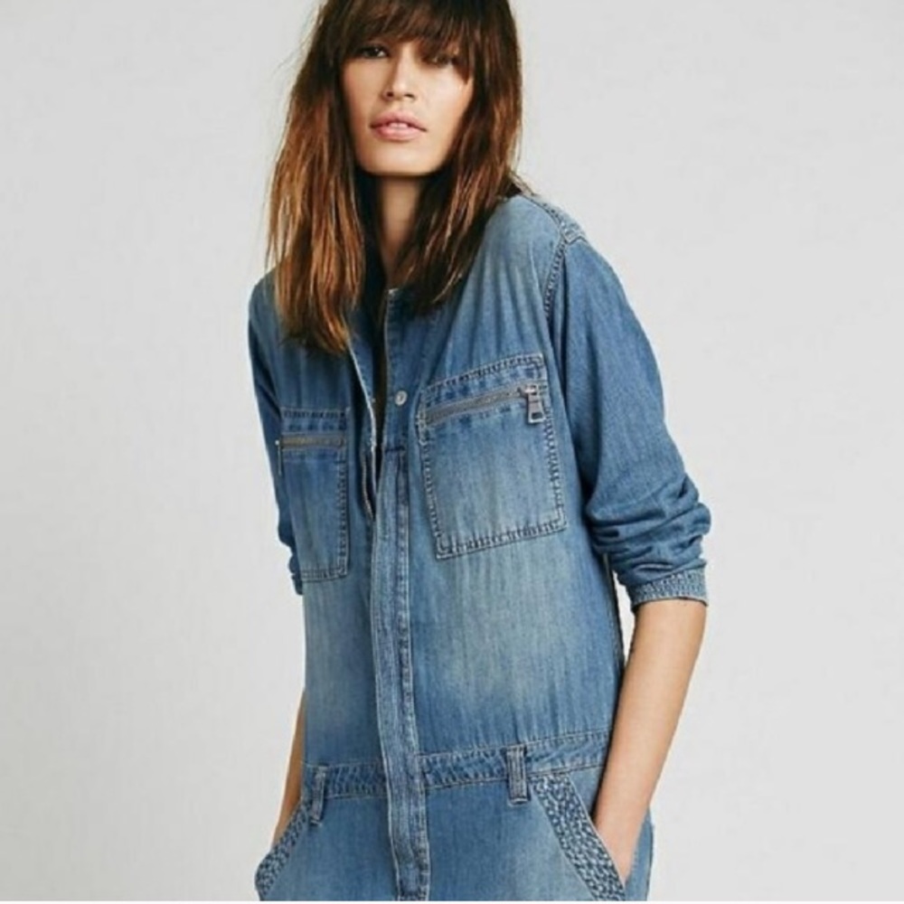 Free People Denim Coveralls 26